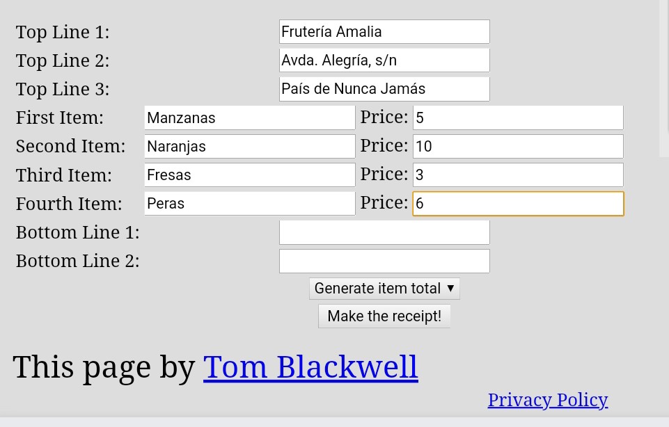 Una compañera me ha enseñado este generador de tickets de compra. Muy útil para #Gamificación o actividades de #Matemáticas.
Solo tienes que rellenar los campos y tendrás tu ticket en segundos. ¡Feliz compra! 🛒

customreceipt.com