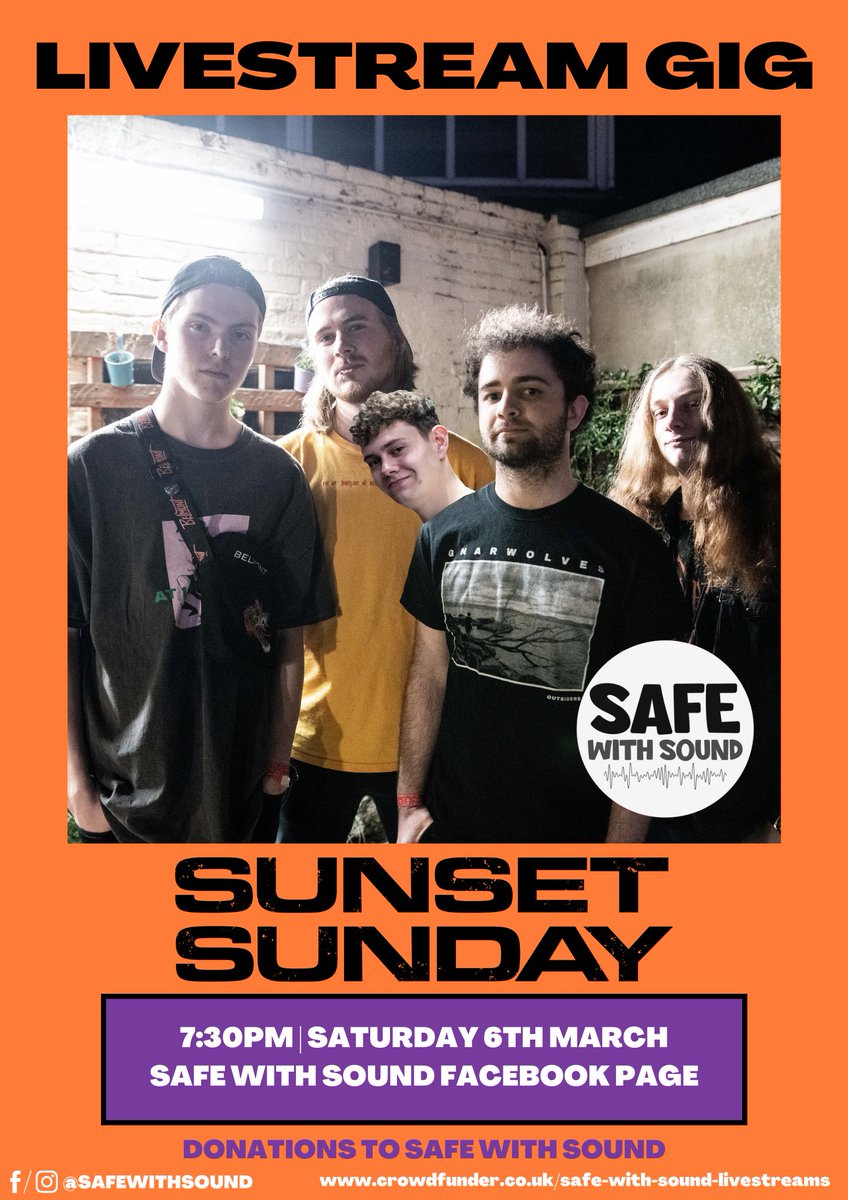 sunsetsundayuk's tweet image. Excited to announce this full-band livestream we’ll be doing for Safe With Sound on their Facebook page this Saturday! See you there 👊

#SunsetSundayBand #poppunk #ukpp #punkrock #rock #punk #alternativerock #alternative #emo #GreenDay #Blink182 #TheStorySoFar #TheWonderYears