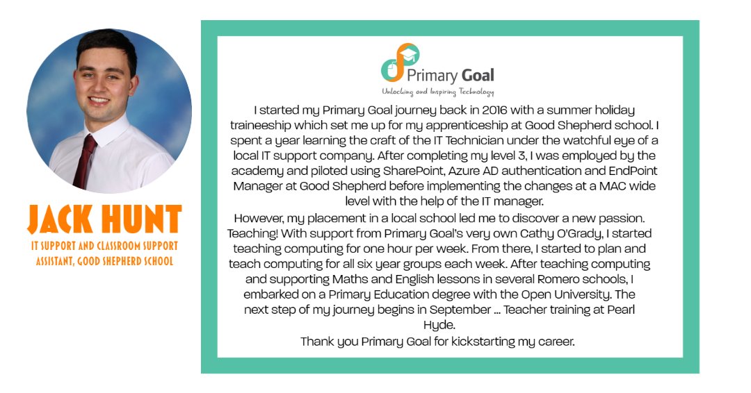 PrimaryGoalLtd's tweet photo. On day two of National Careers 2021 week, former Primary Goal apprentices have provided us with some incredible testimonials about how a Primary Goal apprenticeship helped them kickstart their careers.

#NCW2021 #career #itapprentice #careerdevelopment #apprenticeships https://t.co/zXEFCsIyHV