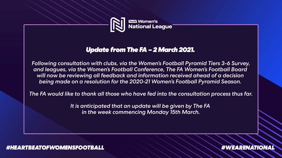 FAWNL's tweet photo. UPDATE:  Further communication received a few moments ago from The FA 👀👇 #WeAreNational https://t.co/fmbySN2ceK