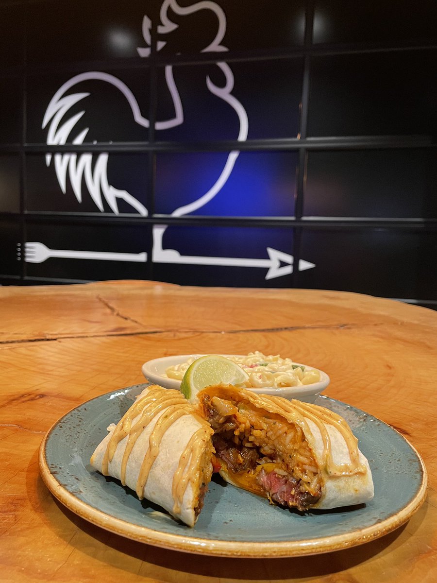 $10 Takeout Tuesday Special: Steak Burrito! Marinated steak, mixed cheese, cilantro lime rice, and chili lime aioli. Available for online orders only starting at 11am. Pairs great with a to-go This Is How We Marg. 🍹 Order here: toasttab.com/tin-roost-840-…