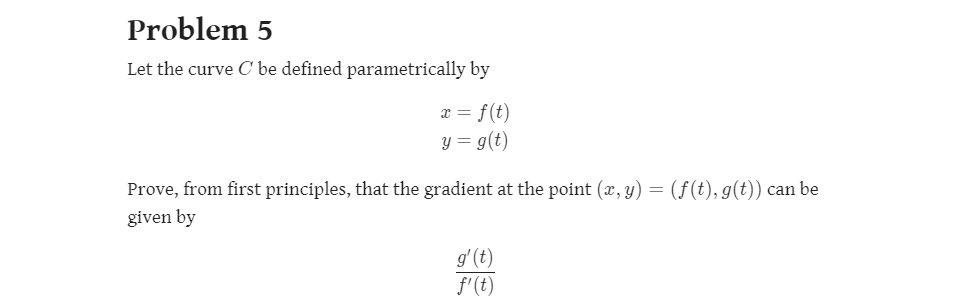 mathematico_org's tweet photo. Parametric differentiation. If you're a bit wary of 'cancelling dt', there's a nice connection to first principles that justifies it. Find the gradient between the given points and let h --> 0. https://t.co/glY2As2K0D