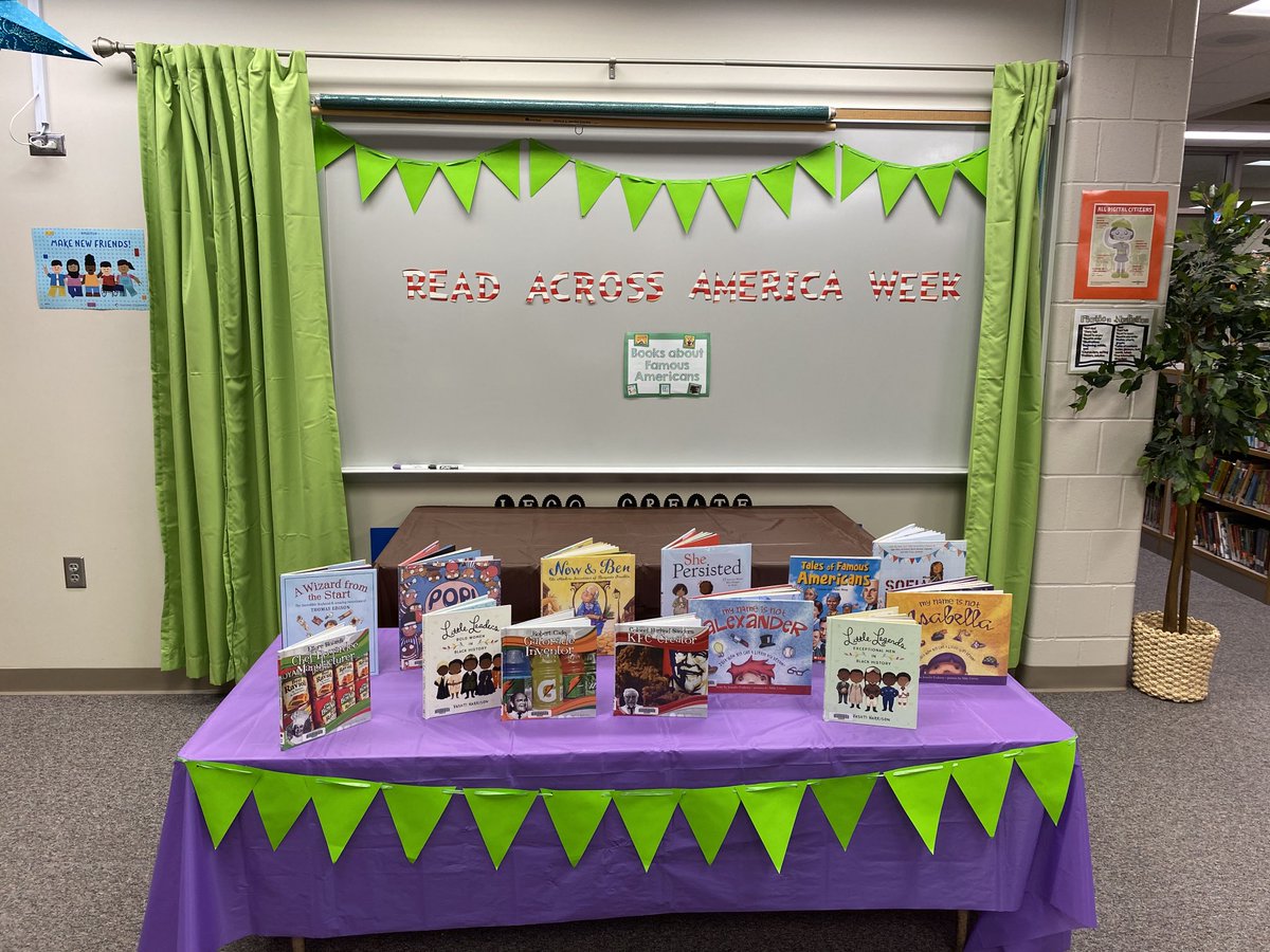 YPSmedia's tweet photo. Stop in the Elem library to read a book about a famous American. #Readacrossamerica2021 #yeslibrary #yutanelem https://t.co/iFB2pK8WE4