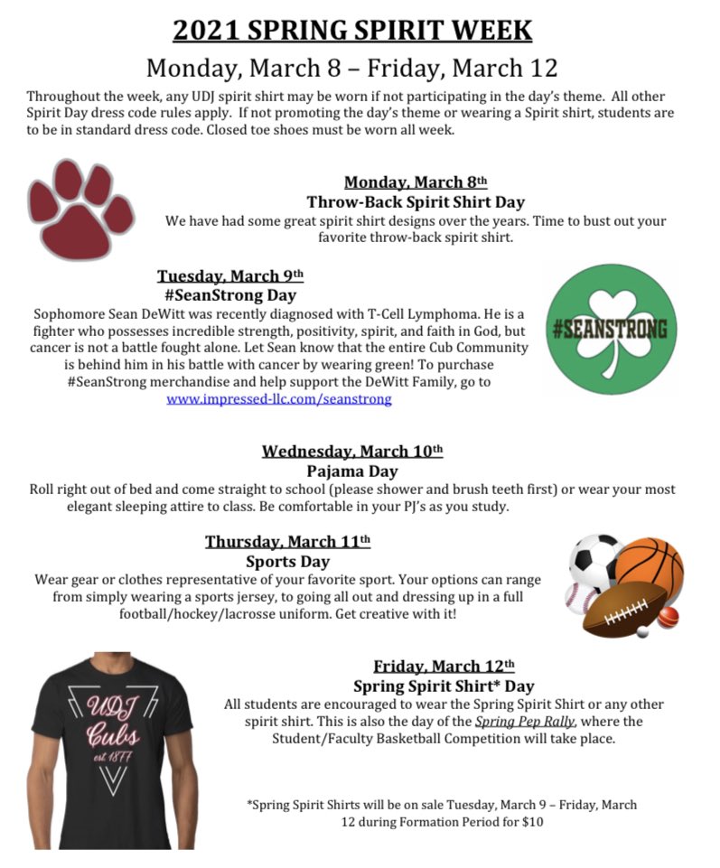 Spirit Week Next Week!
#GoCubs 🐯🐾