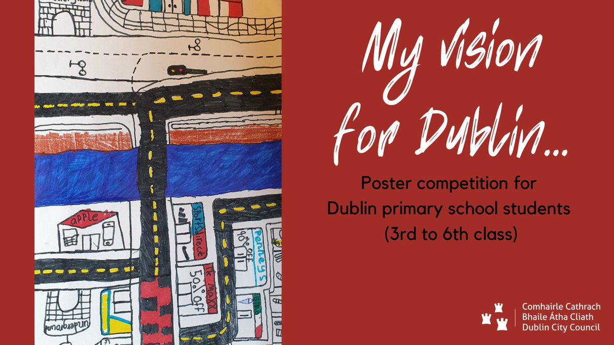 DubCityCouncil's tweet photo. We want primary school students to show us their vision for the city. Check out Noah's visionโฌ๏ธSome sustainable transport โ new underground & cycle paths โ upgraded boardwalk & all his favourite shops. Find out more via https://t.co/TgK6CYnY8c
#DublinDevPlan #Dublin https://t.co/iUXRuT1G6P
