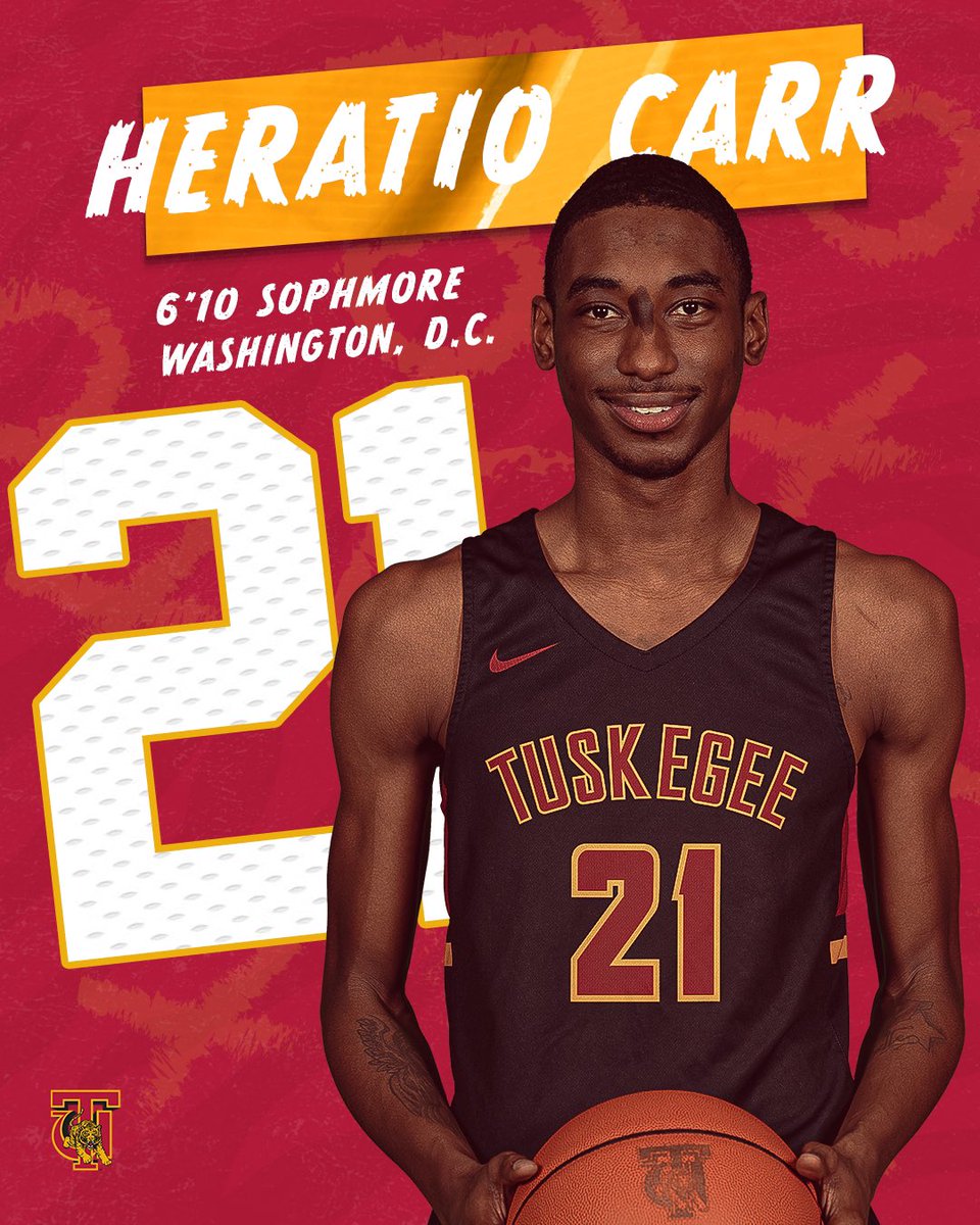 Tuskegee_MBB's tweet photo. Get to know Heratio Carr. Our 6’10 Sophomore forward from Washington, DC
@H_Carr34 

#TeamBelieve 🐅🏀 #TuskegeeUniversity
#Tuskegee_rys21 https://t.co/O3sDnjN2L3