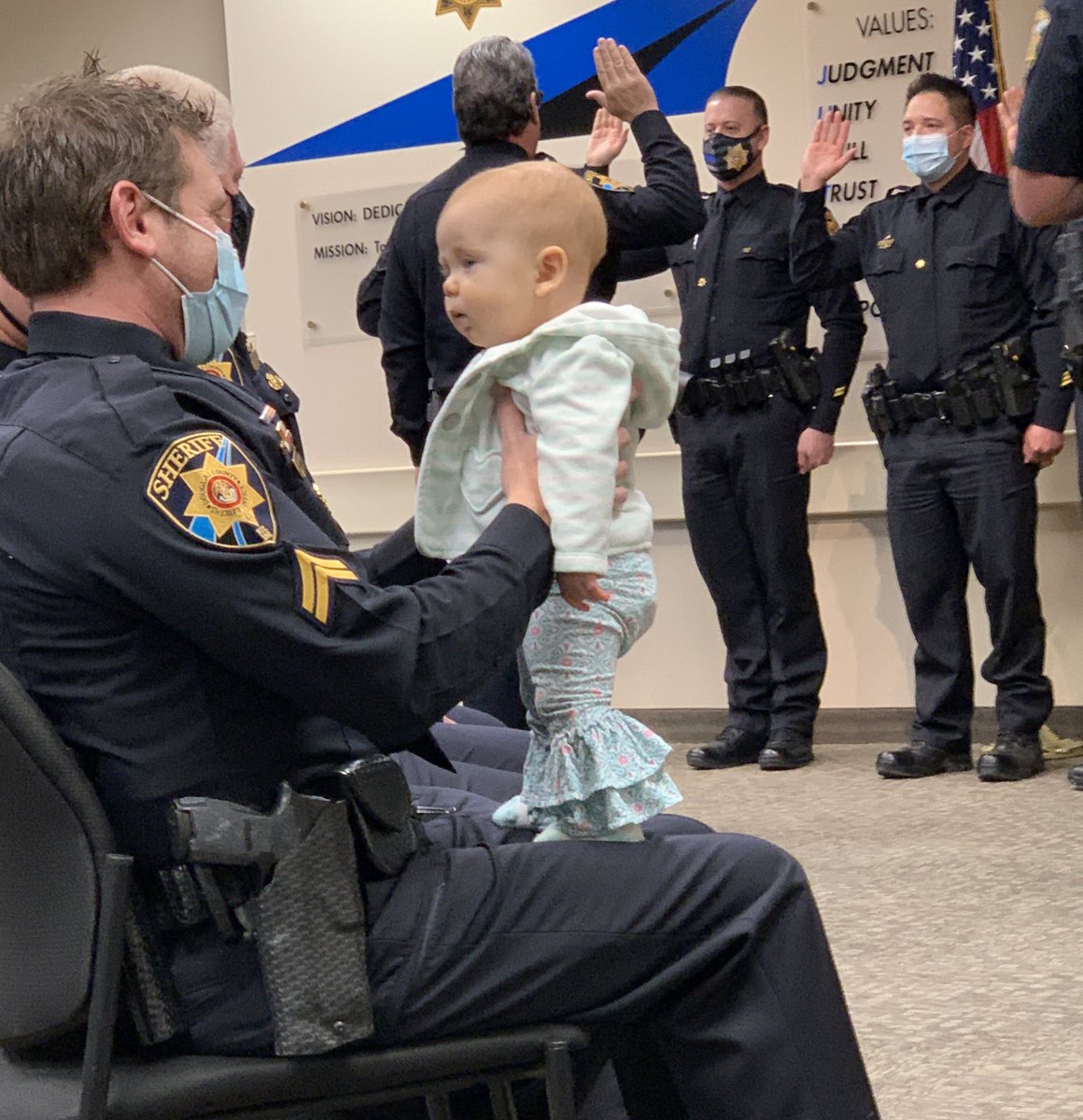 hkluthDCSO's tweet photo. We love it when family “dresses up” for these special occasions! #promotion #family  #bellbottoms  #cutestbabyever https://t.co/dPdEWZNZwg