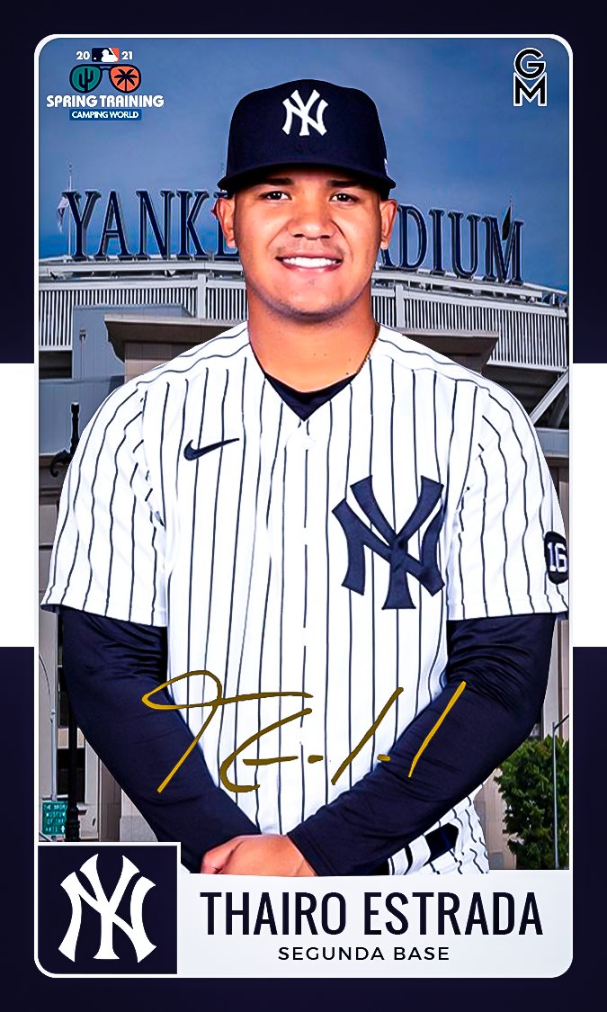 GMySusDisenos's tweet photo. Mi versión de una Trading Card Baseball de el🇻🇪Thairo Estrada,  Infilder de los @Yankees @Yankees_Beisbol  

#ThairoEstrada #Baseball #MLB #MLBVenezuela #SpringTrainning #tradingcards #somosyankees #pinstripepride #VinotintosMLB #ArepaPower #yankees #yankeesbaseball https://t.co/vtQWPD8OcZ
