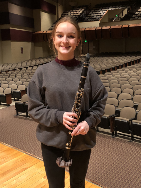 WaterlooSchools's tweet photo. West High band member, junior clarinetist Emma Riordan recently entered a solo performance competition sponsored by Luther College in conjunction with the Dorian Honor Band Festival. Riordan was selected as a featured performer on a special online video recital taking place 3/4. https://t.co/N9Jh0lz6UN
