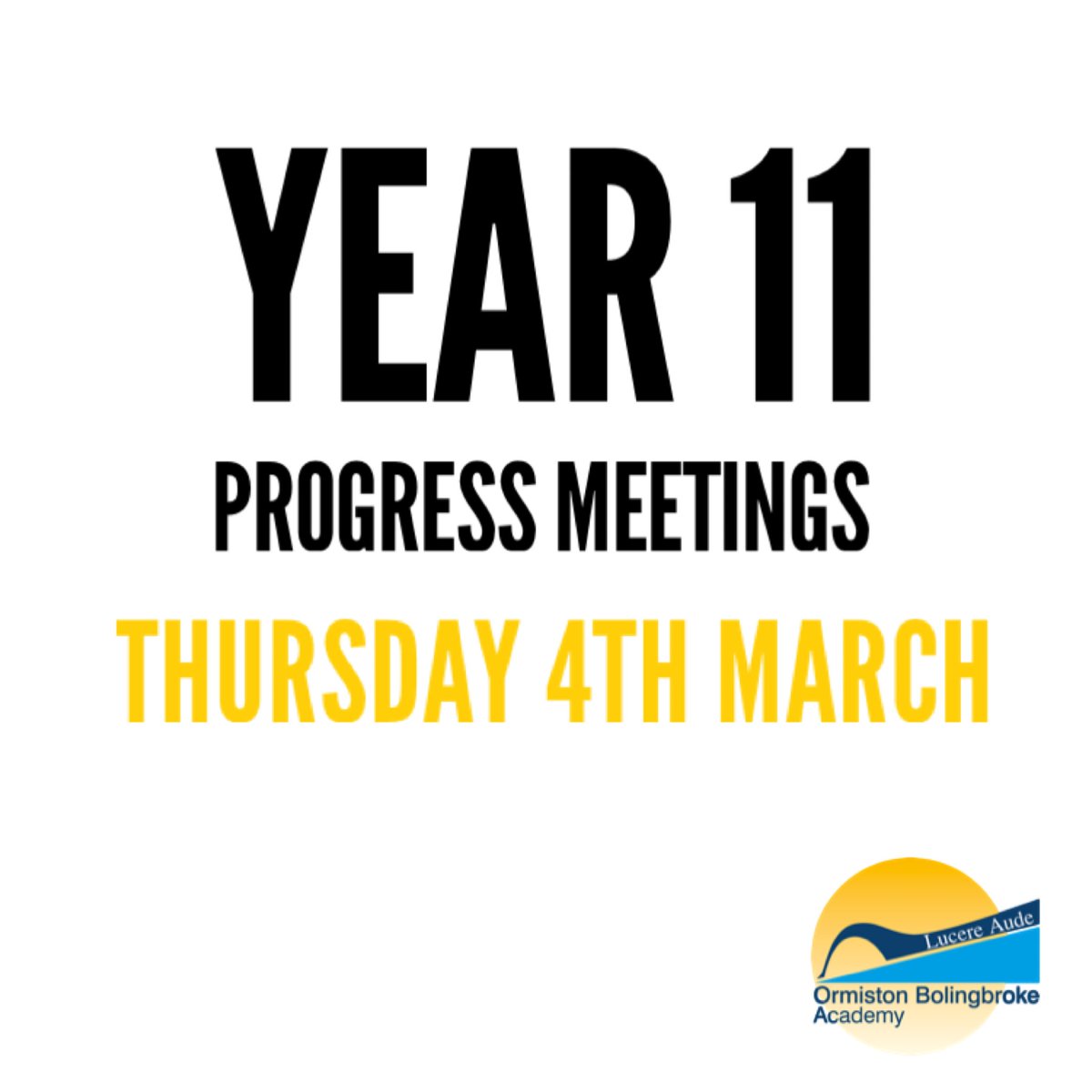 OBAcademy's tweet photo. *Reminder for Y11 Parents/Carers* Appointments are open for the video call progress meetings on Thursday. All info, including the link to the ‘Parents-Bookings’ system can be found via https://t.co/TRmVght7ow
We are looking forward to speaking to you on Thursday! #obafamily https://t.co/X4qAMIcYkt