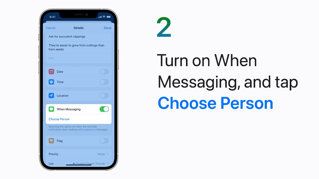 Step 2: Scroll down and turn on When Messaging. Then tap Choose Person.