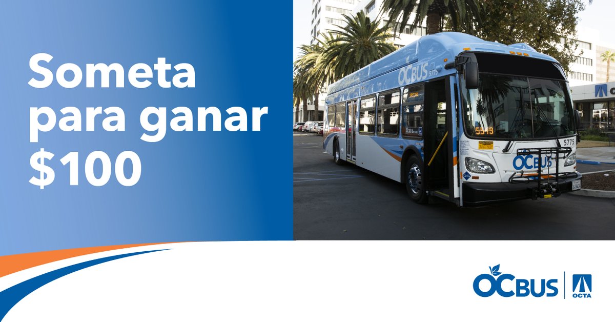 CaltransOC's tweet image. Help us improve OC Bus service by filling out the @goOCTA questionnaire about current and future OC Bus Service. Participants will be entered for a chance to win a $100 Visa gift card.
Learn More: octa.net/Bus/June-Servi…

#OCbus #OCTA