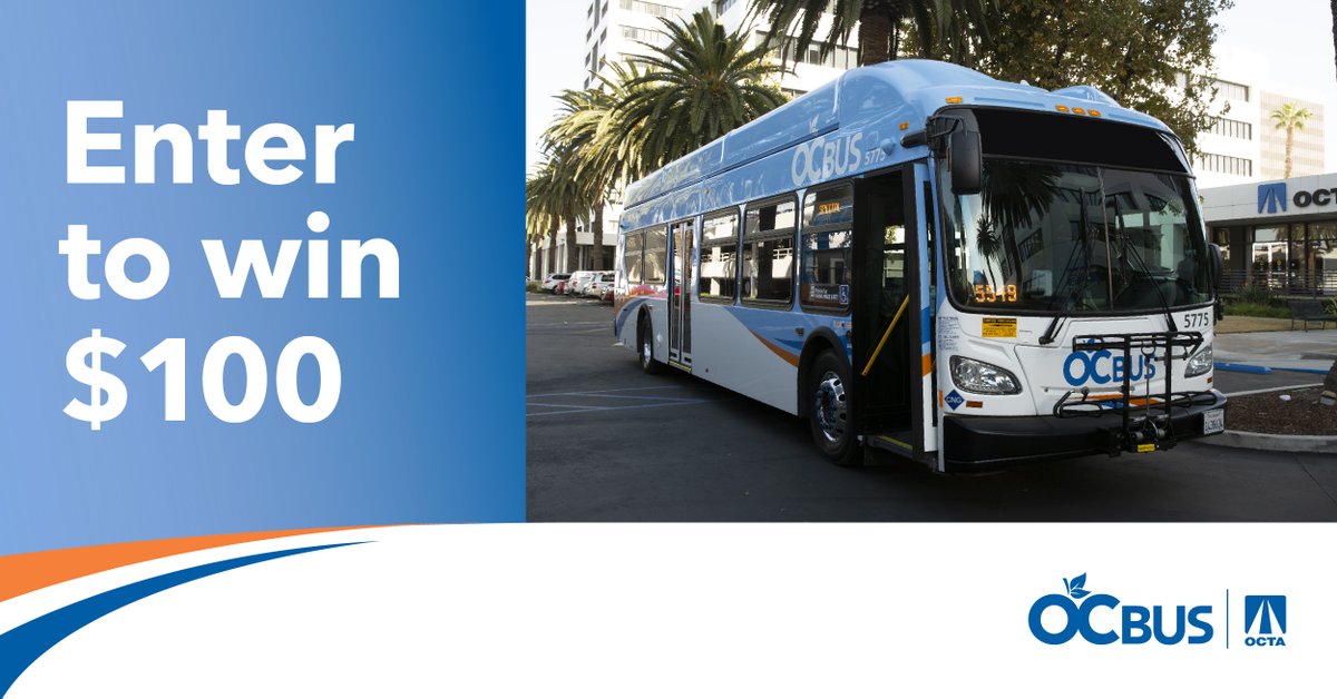 CaltransOC's tweet image. Help us improve OC Bus service by filling out the @goOCTA questionnaire about current and future OC Bus Service. Participants will be entered for a chance to win a $100 Visa gift card.
Learn More: octa.net/Bus/June-Servi…

#OCbus #OCTA