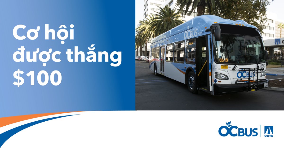 CaltransOC's tweet image. Help us improve OC Bus service by filling out the @goOCTA questionnaire about current and future OC Bus Service. Participants will be entered for a chance to win a $100 Visa gift card.
Learn More: octa.net/Bus/June-Servi…

#OCbus #OCTA
