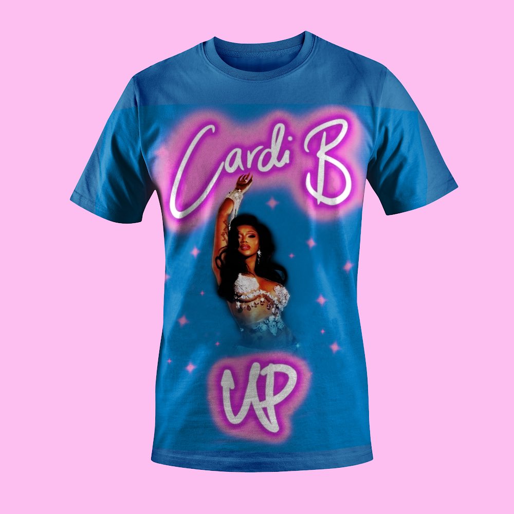 Teridactyl_'s tweet photo. @iamcardib I made a mock-up airbrush shirt cause I love Up so much 🥺😤💕 #fanart #CardiBupchallenge https://t.co/ce0xdu0Kaw