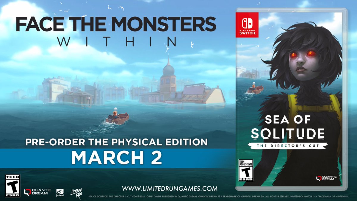 LimitedRunGames's tweet photo. Face the monsters within...

Physical editions of @Quantic_Dream's Sea of Solitude for the Nintendo Switch are NOW AVAILABLE on https://t.co/5Lksol4sqo. Get yours before the pre-order window closes on April 4! https://t.co/gRl45efcRQ