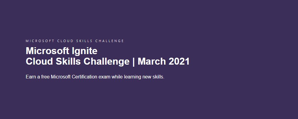 jssuthahar's tweet photo. #MSIgnite is Live!!...  #CloudSkillsChallenge is live!

Your chance to get a free exam Microsoft Certification  voucher if you complete one of the #CloudSkillsChallenge 

https://t.co/42SkmsYLHJ

#MSdevBuild #FreeExam https://t.co/GLEo1tY1U4