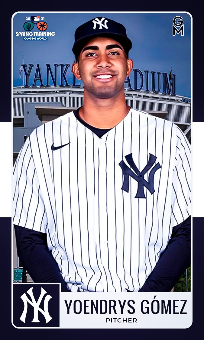 GMySusDisenos's tweet photo. Mi versión de una Trading Card Baseball de el 🇻🇪 Yoendrys Gómez, lanzador de los @Yankees @Yankees_Beisbol  

#YoendrysGomez #Yankees #YankeesBaseball #MLBVenezuela #VinotintosMLB #ArepaPower #Baseball #beisbol #SpringTrainning #somosyankees #MLB #LasMayores https://t.co/gKErZxsWNl