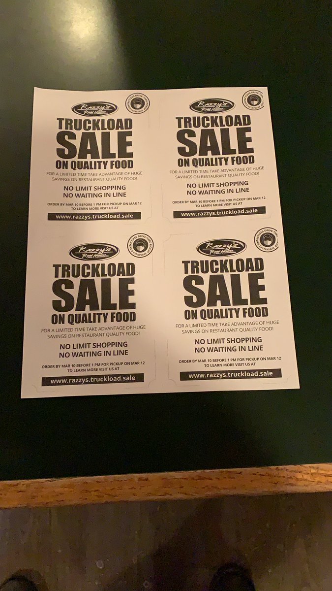 Check out the link on this for a great deals on high quality frozen products. Order as much as you like as often as you like. Delivery date is March 12 <a href="/RazzysRoadhouse/">Razzy's Roadhouse</a> parking lot!!