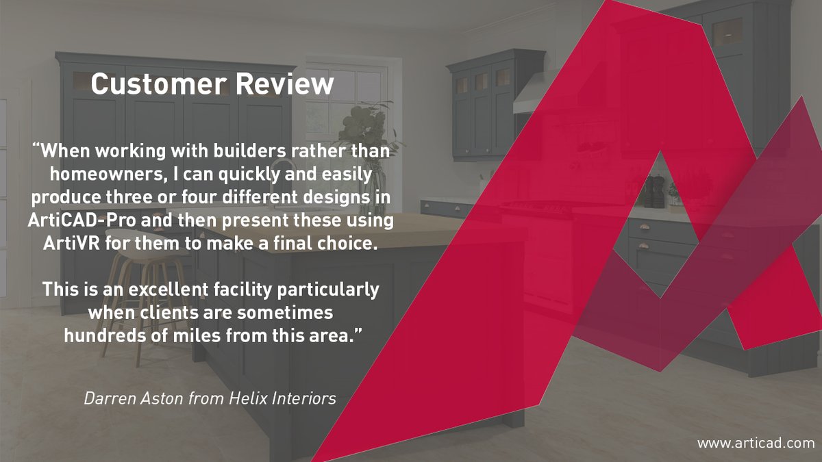 ✨Customer Review✨

We've received lovely feedback from Darren at Helix Interiors after purchasing ArtiCAD-Pro and #ArtiVR last year. 

Click on the link below to read the full review ⬇
bit.ly/385teHM

#articad #kitchencad  #virtualreality #kitchendesign #bedroomdesign