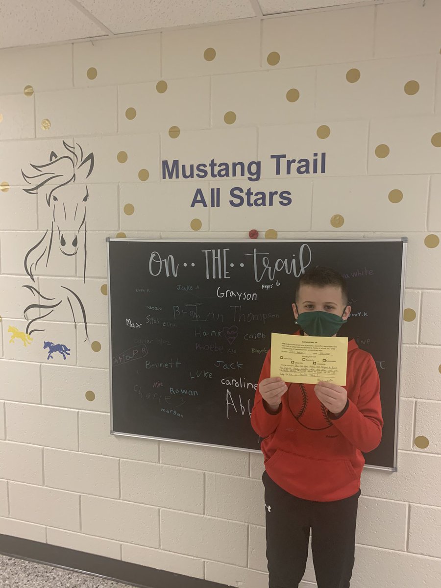 Way to be a leader, Jake! Following the Mustang Trail and leading by example! <a href="/MPE_Mustangs/">Mountain Park ES</a>