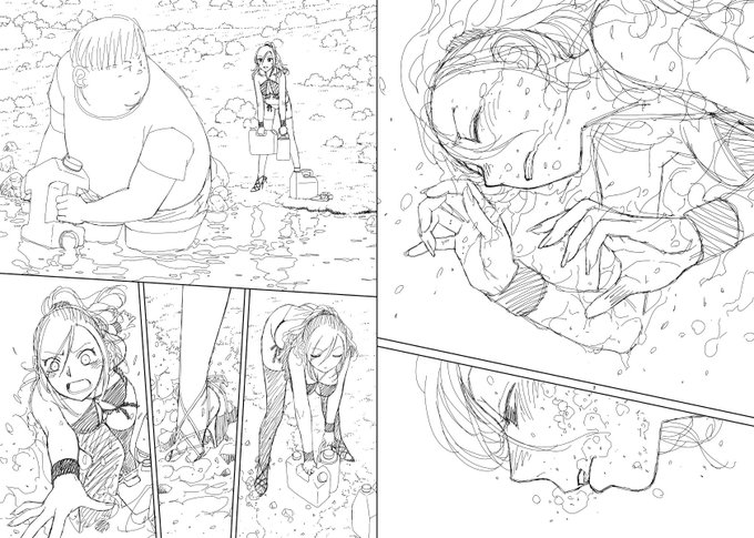 おはようございます😊
おやすみなさい😴
寝る前に、見開き単位で作業してた連載時の下描き…9
台詞フキダシ擬音は消しています
主人公の娘はエロいコスが大好きで基本的に毎回着替えるとゆー設定だったので大変だったけど楽しかった_φ(T▽T;) 