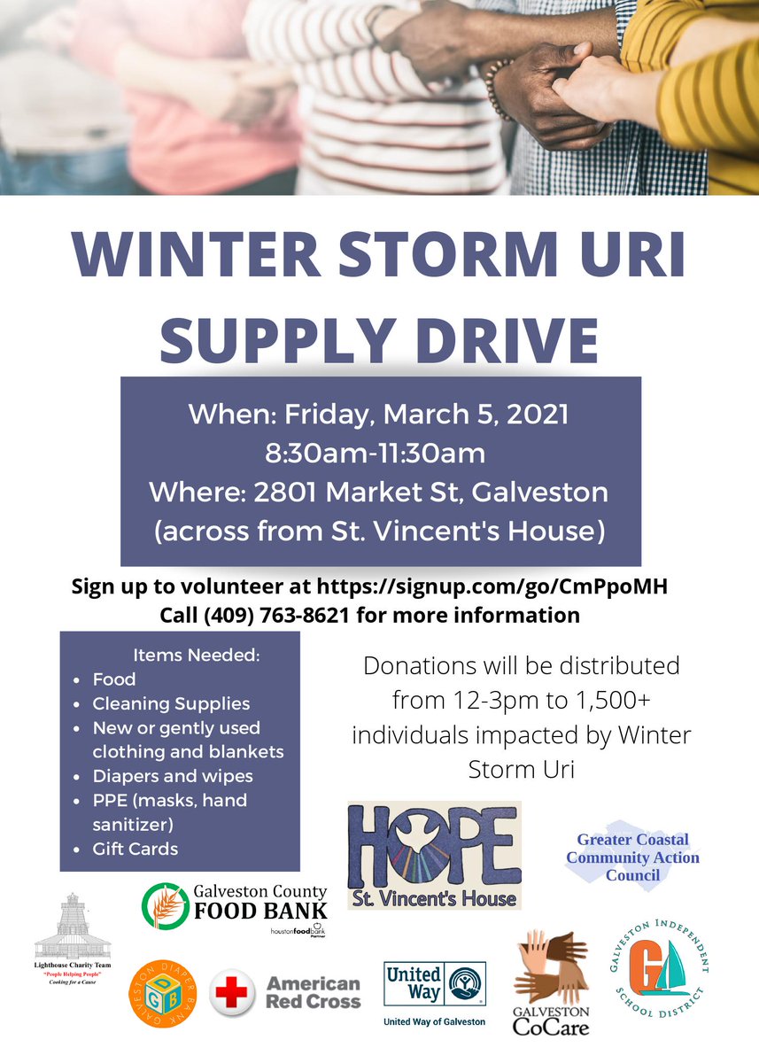 GalCoFoodBank's tweet image. In need of volunteers and donations for this upcoming event. To volunteer signup at, signup.com/.../invi.../se….... For more information call 409-763-8621.
#TexasStrong #texaswinterstorm2021 #winterstormrelief #GalvestonCounty #galvestontx