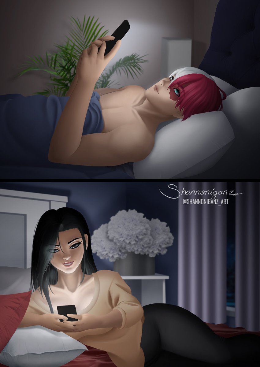 Shannoniganz_z's tweet photo. Here’s my other piece from @InksmithZine 
A TodoMomo work based on @tendershipping ‘s fic “Call Me, Beep Me” which is super cute! I highly recommend!
I’m so grateful to the mods of Inksmith for giving me my first chance at being in a zine and making it a wonderful experience❤️ https://t.co/RZGJTvvpu9