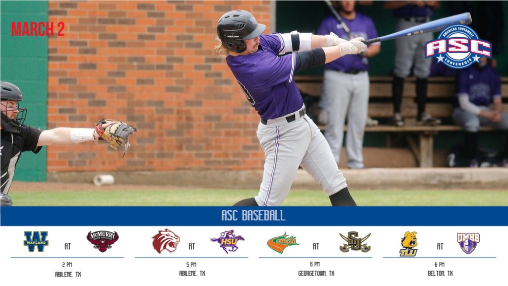 BSB | Tuesday's ASC Baseball schedule features four non-conference contests. Follow live at ascsports.org/scoreboard/ #ASCbsb #d3b