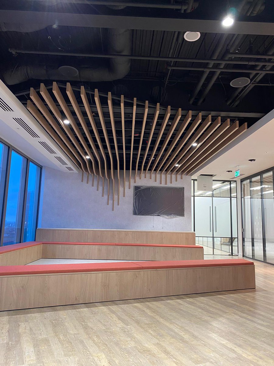 Bespoke Timber Ceilings installed at a recently completed project at 22 Bishopsgate