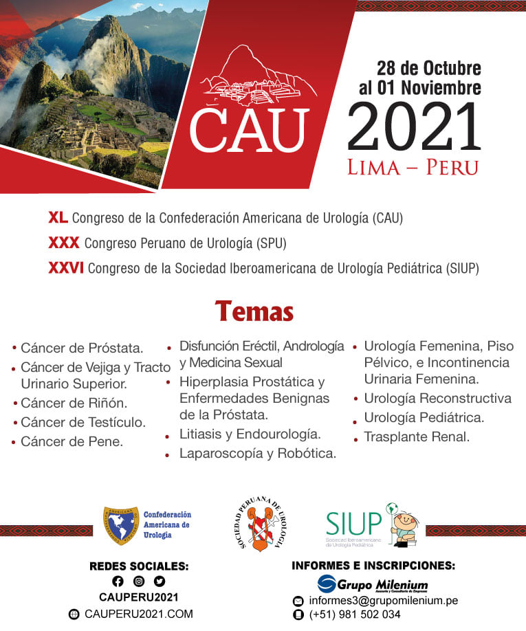 aeendoscopy's tweet photo. SPU - Sociedad Peruana de Urología
CAU - Confederación Americana de Urología
SIUP Urología

VISITA NUESTRA PÁGINA WEB https://t.co/7kcFJDQUAZ

INFORMES E INSCRIPCIONES:
📞 (+51) 981 502 034
📩 informes3@grupomilenium.pe
#CAUPERU2021 #urologia #spu #siup #Peru #cau See Less https://t.co/Ptrpew0lK4