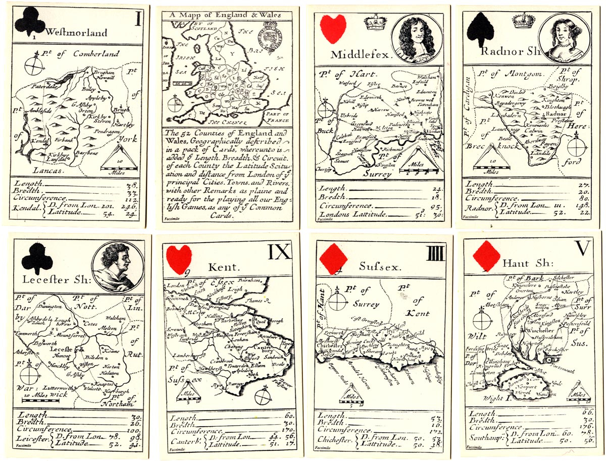 Here's something cool: These Robert Morden's playing cards from 1676 England is sometimes referred to as the first pocket atlas as it contained a lot of information about towns, roads and distances from London.

Want more? Take our quiz: mrplayingcard.com/what-european-…

#playingcards