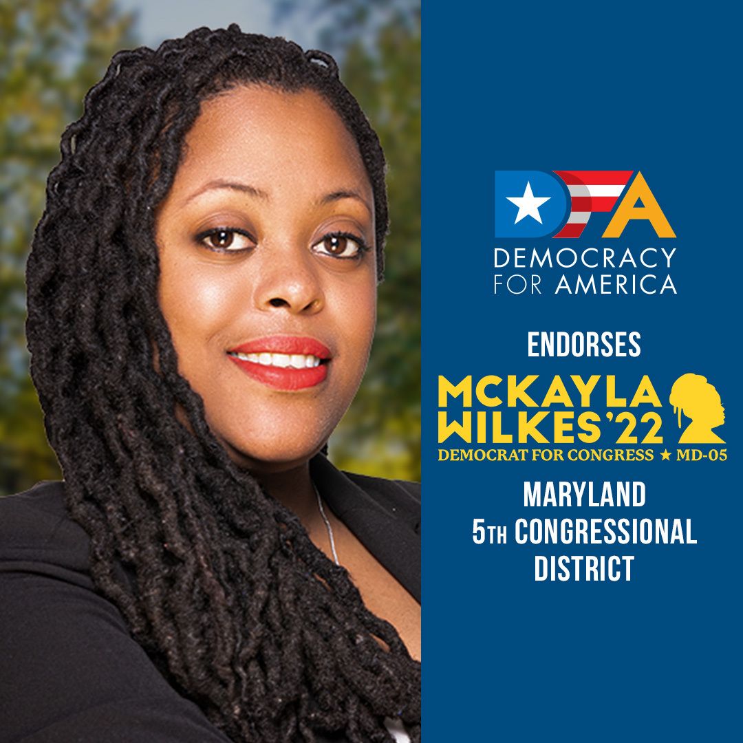 DFAaction's tweet photo. BREAKING: We're endorsing @MeetMckayla in her 2022 rematch for MD-05. 

We backed Mckayla last year when she shocked Maryland’s political establishment by building a people-powered movement and we're backing her once again to help her deliver a victory to MD-05's constituents. https://t.co/fvoWWyWhis