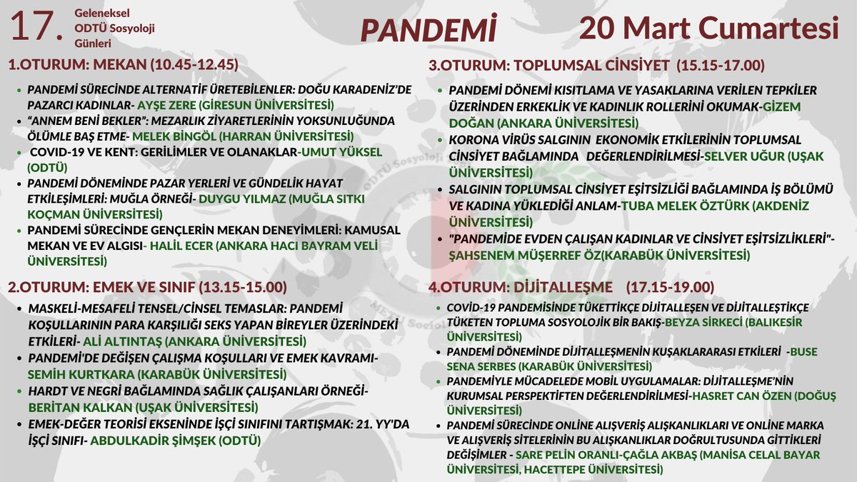METUSoc's tweet photo. 📢 17. Geleneksel ODTÜ Sosyoloji Günleri'nin programı yayınlandı! 

Dinleyici olarak katılmak isteyenler için önümüzdeki günlerde bir form paylaşacağız, katılım ücretsizdir. Görüşmek üzere 🤩

Yaygınlaştırmanız dileğiyle... 📌 https://t.co/peTTK942hz