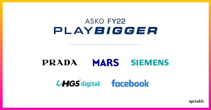 millgulley's tweet photo. Today, our Annual Sales Kickoff comes to a close. We’re proud to have shared the virtual stage this week with our customers @MarsGlobal, @Prada, @Siemens, and our partners @HGSdigital and @Facebook — showcasing their Sprinklr use cases! #CXM #SprinklrPlayBigger https://t.co/stlVU6GcJc