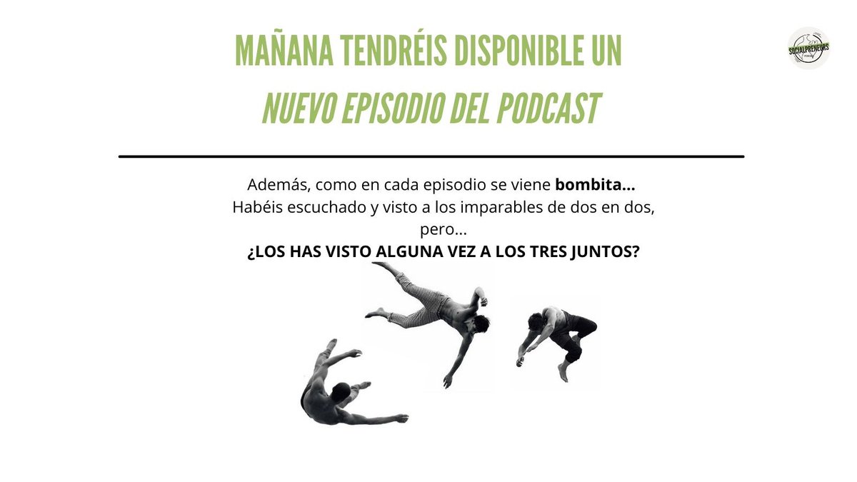 SocialpreneursP's tweet photo. Otro martes más os venimos a recordar que mañana hay... ¡Nuevo capítulo de podcast! 👏

¡No os lo podéis perder! 👀 https://t.co/pSkbaErO6w