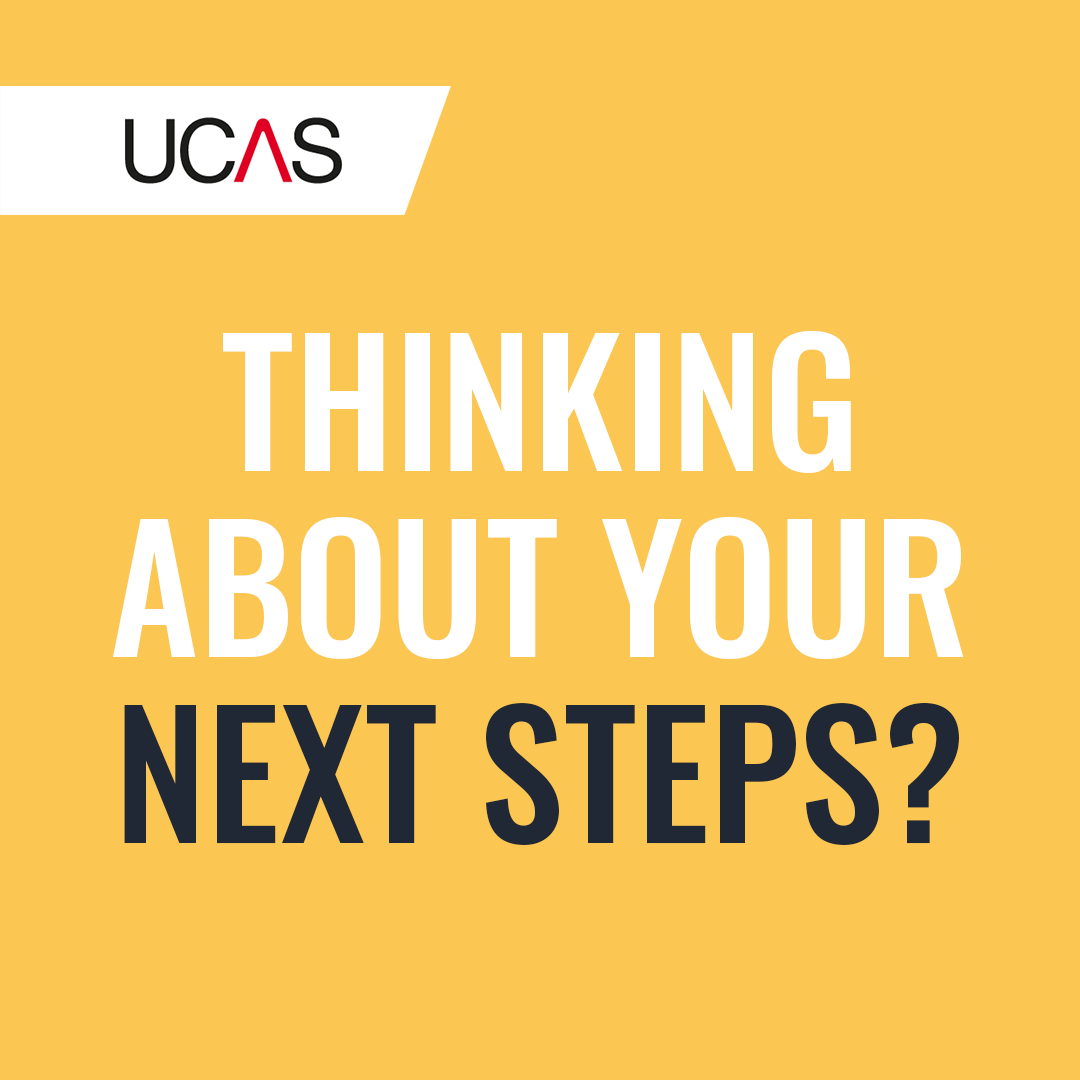 Apprenticeships? 🔧
Uni? 🎒
Gap years? 🏖️

We can help you get there! Sign up for UCAS updates today!

bit.ly/3f1izzK