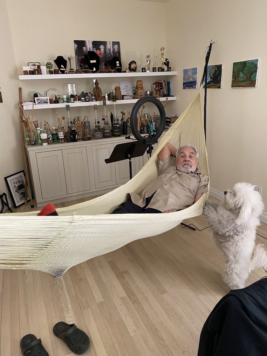 tommychong's tweet photo. Hammock’s are the new office couch. #StonerFam https://t.co/GaLxm7ttKk