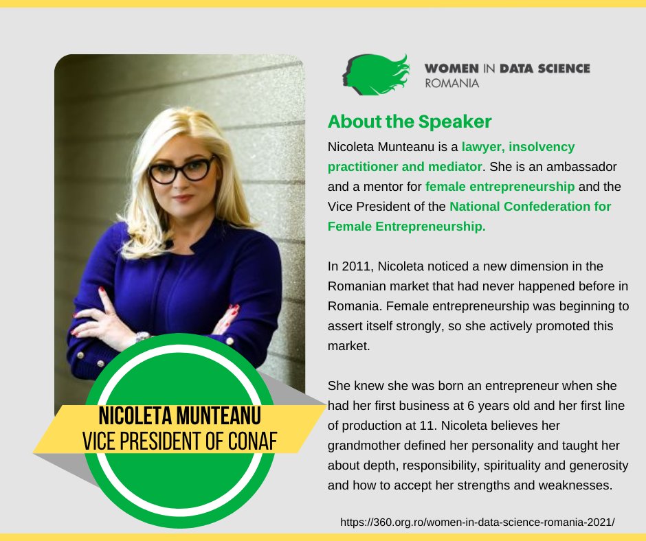 360orgro1's tweet photo. #WiDS2021 Education Panel
Nicoleta Munteanu (@NetiMunteanu) este avocat, practician în insolvență și mediator. Ea este ambasador și mentor al antreprenoriatului feminin, vicepreședinte al Asociației Naționale a Antreprenorilor.
Register: https://t.co/VpWv9bG9XL
#wids #widsro https://t.co/8Ge1GDet9G