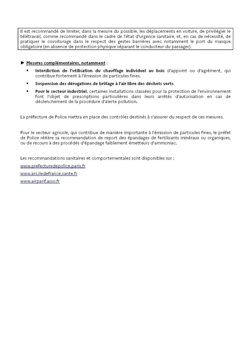 #Pollution : mise en place des mesures restrictives de circulation qui s'appliquent de 5h30 à minuit dès demain et ce jusqu’à la fin de l’épisode de pollution.
➡️ Seuls les véhicules Crit'Air 0, 1 et 2 peuvent circuler
➡️ Réduction des vitesses autorisées

➕ d'informations 👇