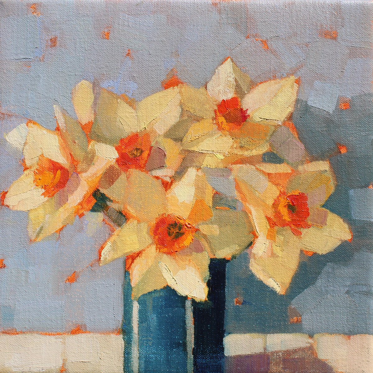 One of the new small limited edition prints in my website shop - link on my bio. #prints #buyart #buyartonline #narcissi #flowers #flowerart #springflowers #artforsale #artforinteriordesign #artforyourhome #gicleeprints #flowerpainting #stilllife #yellow #blue