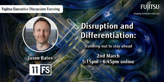 FujitsuUKEvents's tweet photo. Next up we welcome @JasonBates to discuss disruption in the Financial Services sector. #FujitsuEDE https://t.co/zL2UbThtce
