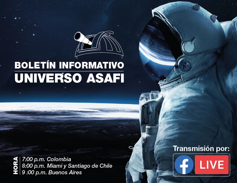 AstroASAFI's tweet photo. Boletín Informativo #UniversoASAFI con noticias de actualidad de #Astronomía. 
🚀🌙🪐

Hoy 2 de marzo en #FacebookLive a las 7 p.m. hora #Colombia. 
#Live #Online #EnLínea

Enlace: https://t.co/BKonC9HoOs

Más actividades en: https://t.co/dOpjBbJdVZ
@panalette 

¡L@s esperamos! https://t.co/ePZv8oOxyz