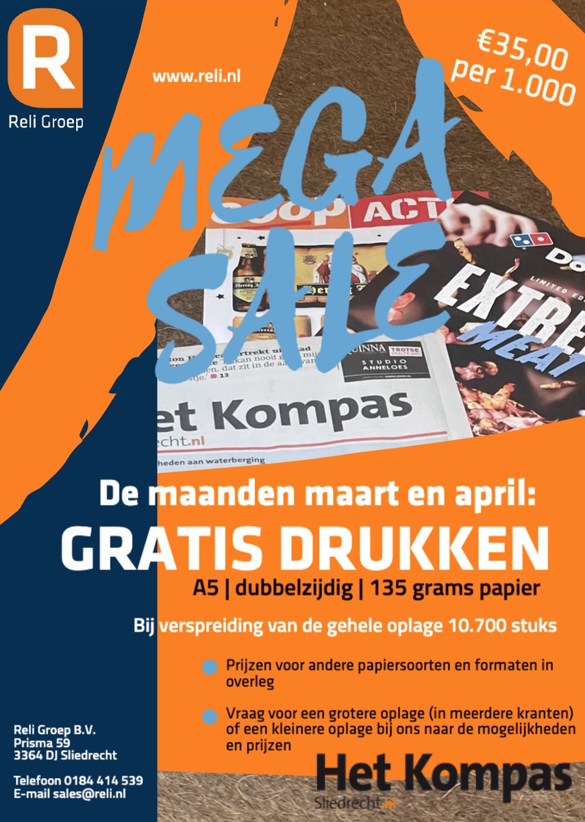 𝗙𝗹𝘆𝗲𝗿𝘃𝗲𝗿𝘀𝗽𝗿𝗲𝗶𝗱𝗶𝗻𝗴
Speciaal voor bij Het Kompas Sliedrecht.
De maanden maart en april, gratis drukken.
€35,00 per 1.000 stuks, voor drukken en verspreiden!