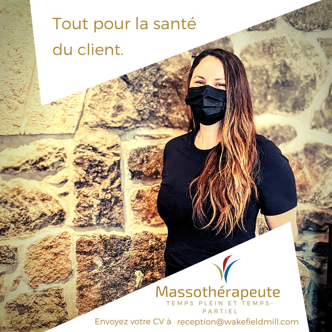Join Jenna and be a part of our young, dynamic team of massage therapists!
Apply here: ow.ly/QU6x50DO2kh

Rejoignez Jenna et notre équipe jeune et dynamique de massothérapeutes!
Appliquez ici: ow.ly/xijq50DO2pg