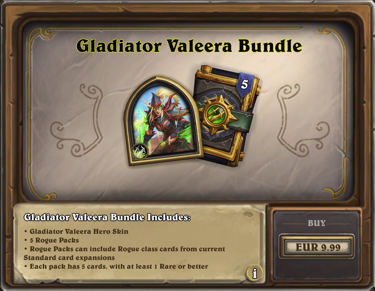 Hearthstone Top Decks💙 a Twitter: "Just like the previous Book of Heroes the latest one also came with a purchasable bundle. You can get a Gladiator Valeera Rogue Hero + Five