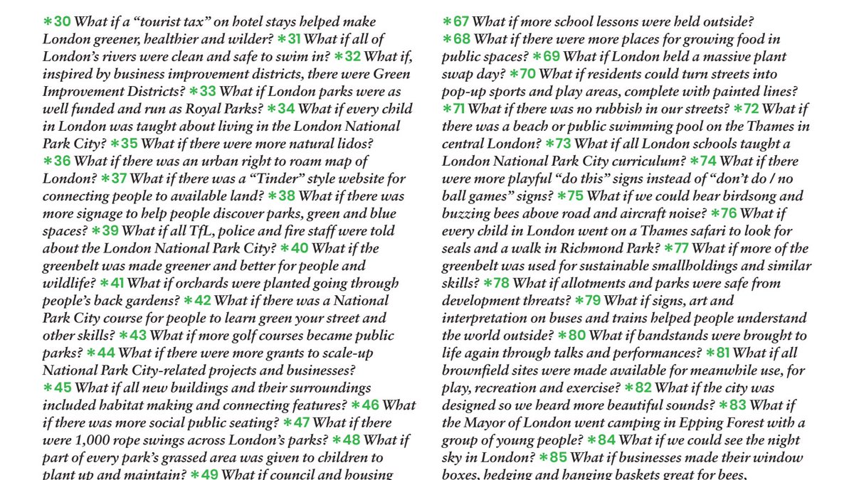 LondonNPC's tweet photo. Have you got an idea for a project, policy, ambition or activity that would help to make cities greener, healthier or wilder?
Let's create a #WhatIf list below! ππΌππΏππ½
To get started, here are some #NationalParkCityIdeas for inspiration https://t.co/Q6DnmaZyU1 #WhatIfWhyNot https://t.co/97wRNoay6w