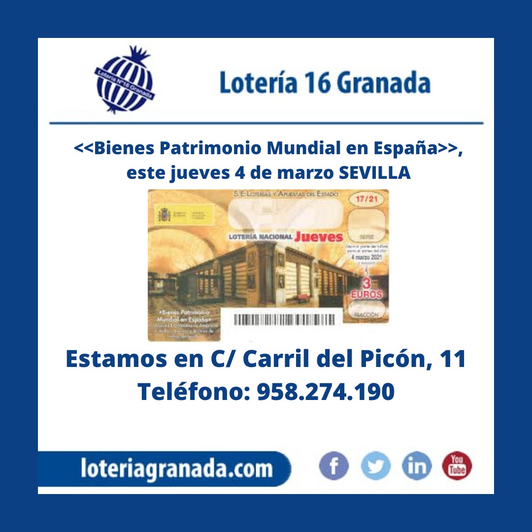 loteriagranada's tweet photo. Comienza una nueva e interesante colección en la #loteria del jueves, "Bienes patrimonio mundial en España" y en esta primera entrega para honrar el #diadeandalucia reciente, nos desplazamos hasta #sevilla. https://t.co/yjWre3zVUL