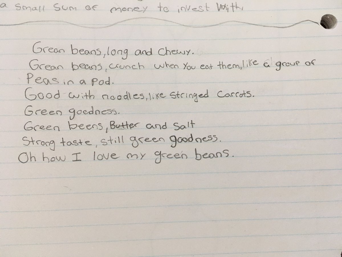 Ms_EMcCann's tweet image. Green beans, stinky feet, styrofoam... Our partners gave us topics to write poems about for our #QuickWrite today! 😆 #WritersNotebooks #StudentVoice #AnythingIsPossible