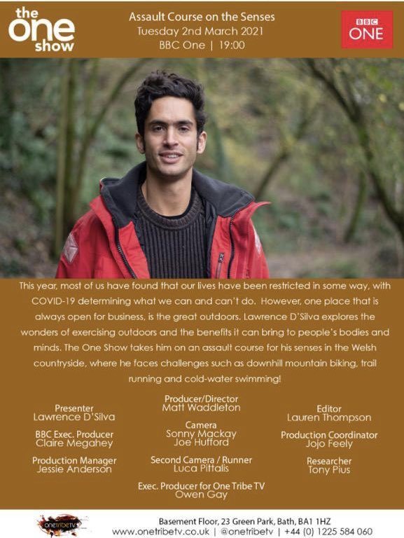 I’m excited for my first piece presenting for the BBC One Show on #BBC1 at 7pm UK time tonight - Exploring the science and benefits of exercising in the great outdoors! Made for BBC 1 by the fantastic team at <a href="/OneTribeTV/">OneTribeTV</a> 
<a href="/talent4media/">Talent4 Media</a> #nature #exercise #bbc1